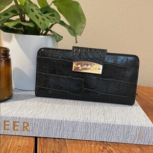 Liz Claiborne Black Crocodile-Embossed Leather Wallet